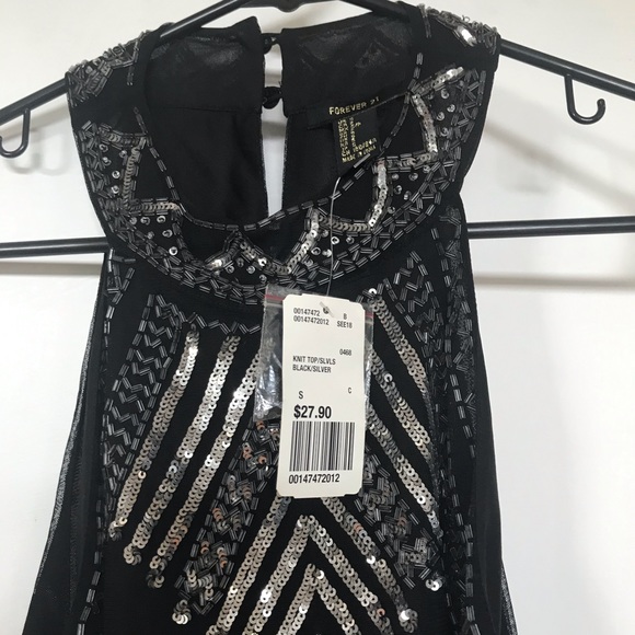 Sequined tank black NWT - Picture 3 of 5